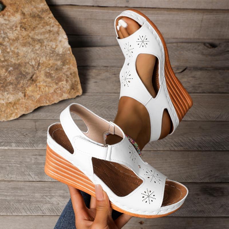 Plus Size Sandals Women's Summer 2025 New Platform Cutout Velcro Sandals Women