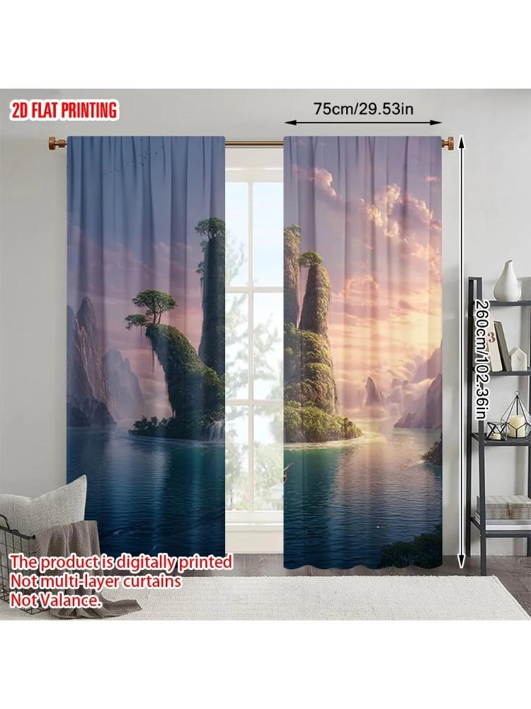 

2pcs plane printing Curtains&Window Treatment Scenery in Stone Hands 100% Polyester (without rod) Versatile All Use for 100*130 HOOK 1pcs