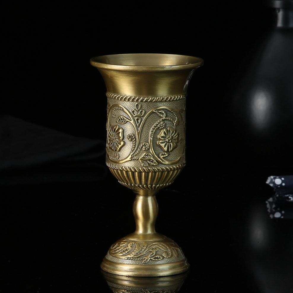 Wine Glass European Retro Liquor Glass Alloy Goblet Antique Alcohol Set Wine Cabinet Home Decoration Ornaments Bronze Wine Cup