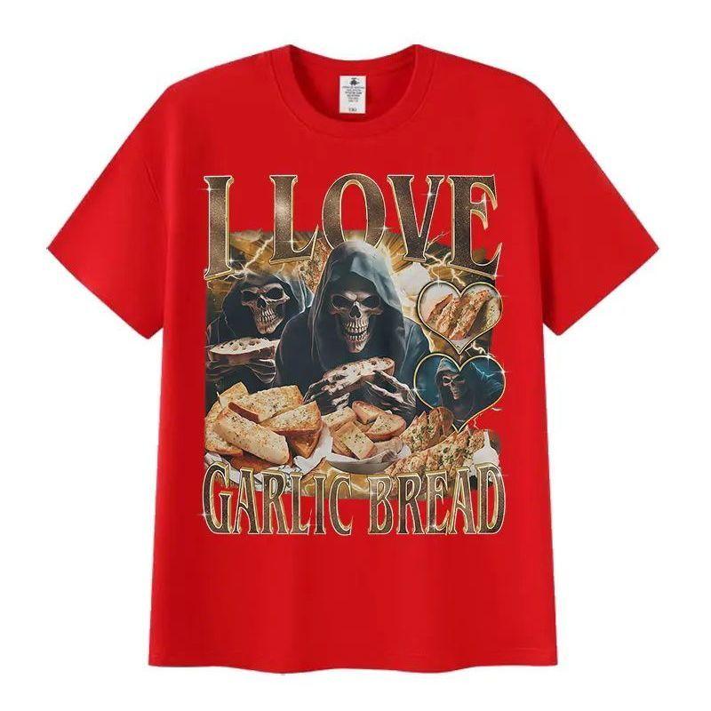 

I Lover Gothics New Vintage Skull Summer Cotton Shortsleeved Tshirt Suitable for Both Men and Women with A Loose Fit 4XL