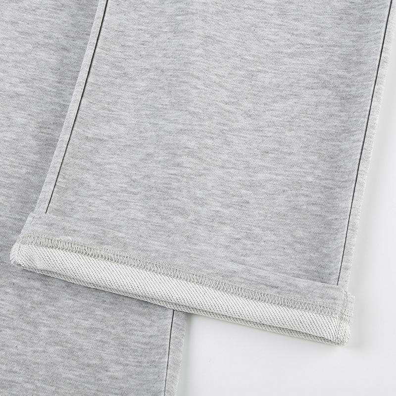 Fashion Solid Casual Sweatpants Women Pockets Low-Waisted Straight Lge Pants Spring Autumn Drawstring Basic Trouser