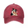 Cartoon Dog Printed Casual Cap  New Vintage Washed Cotton Baseball Cap Parent Kids Sun Hats