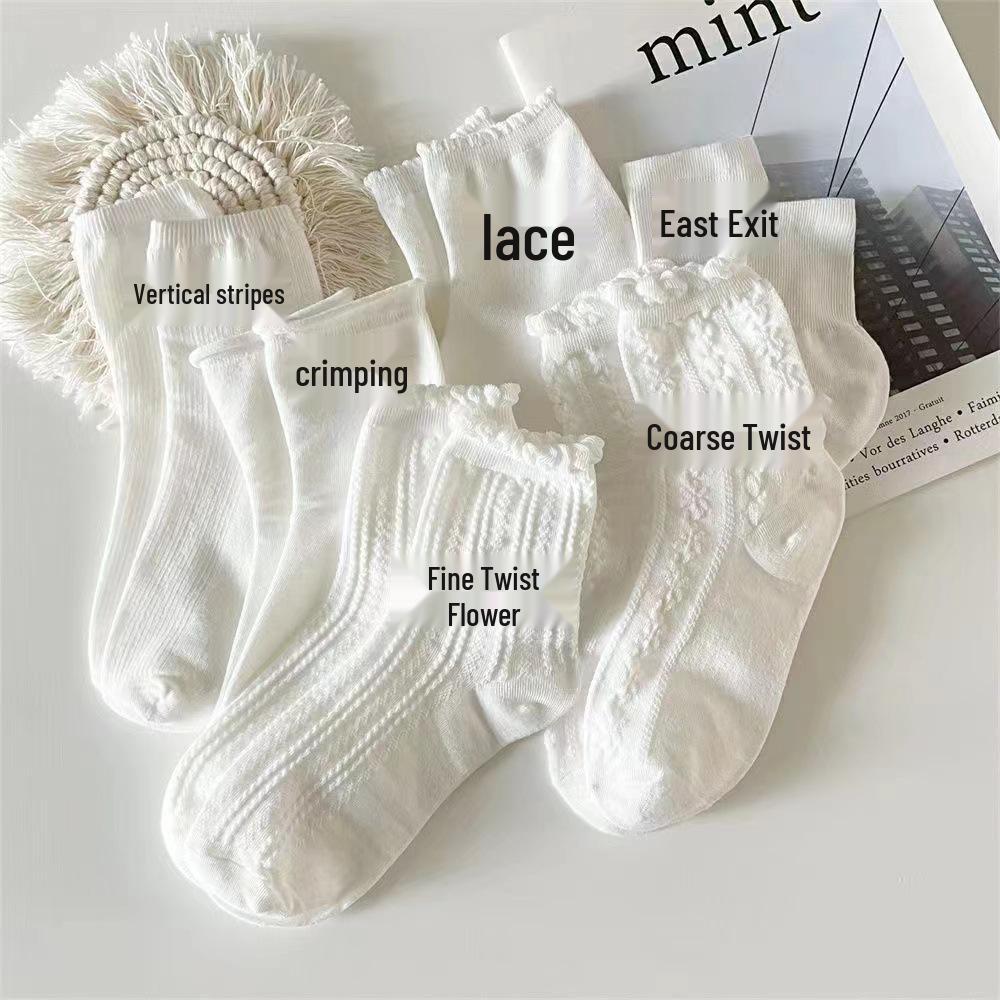 Summer Thin Japanese Lolita Mid-Calf Socks - Women's Cute & Versatile Slouch Socks