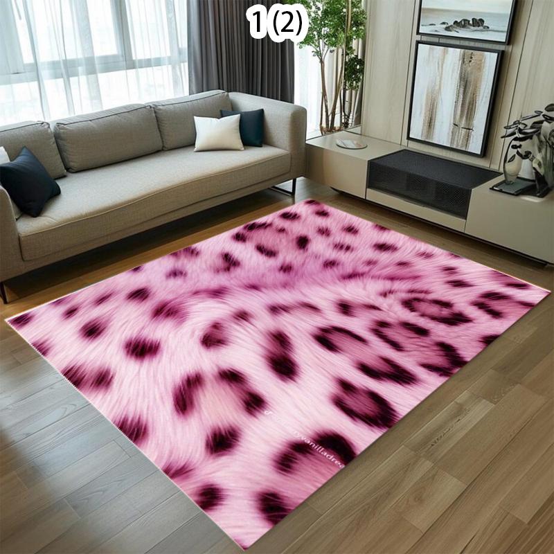 Pink White Gradient Leopard Print Plush Area Rug Soft Fluffy Floor Carpet for Living Rooms, Bedrooms Fashion Home Decor Spaces