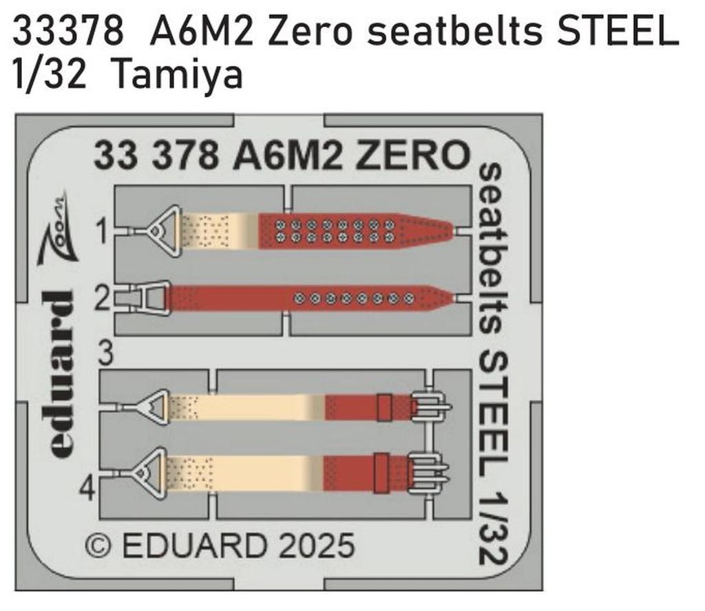 Eduard Mitsubishi Zero Fighter Type 21 Seatbelt Stainless Steel Plastic Model Parts EDU33378 1/32 (for Tamiya) (Airplane)