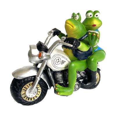 Detailed Motorcycle Frogs Sculpture Mixeds Materials Weather Resistant Indoor and Outdoor Decorative Showpiece