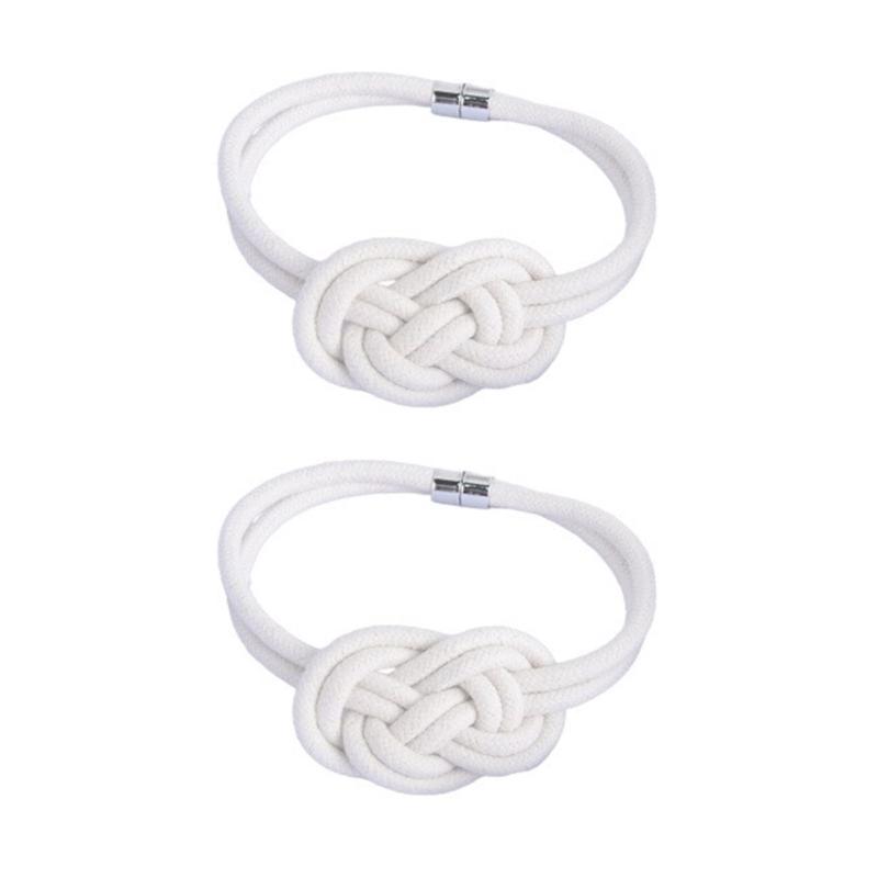 Magnetic Hemps Curtain Tiebacks,Decorative Drapery Holdbacks Bohemians Styles Woven Curtain Tie Back with Exquisite Knot