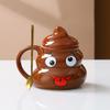 Ceramic Poop Cup 500ml Creative Coffee Mug with Spoon Comfortable Grip Tea Mug Novelty Drinkware Gifts