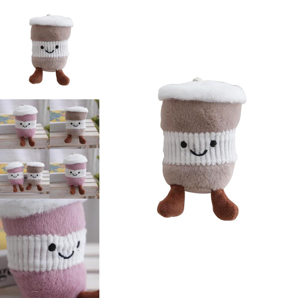 Plush Keychain Cute Cartoon Coffee Cup Pendant With Pp Cotton Filling For Bag Decor And Gift