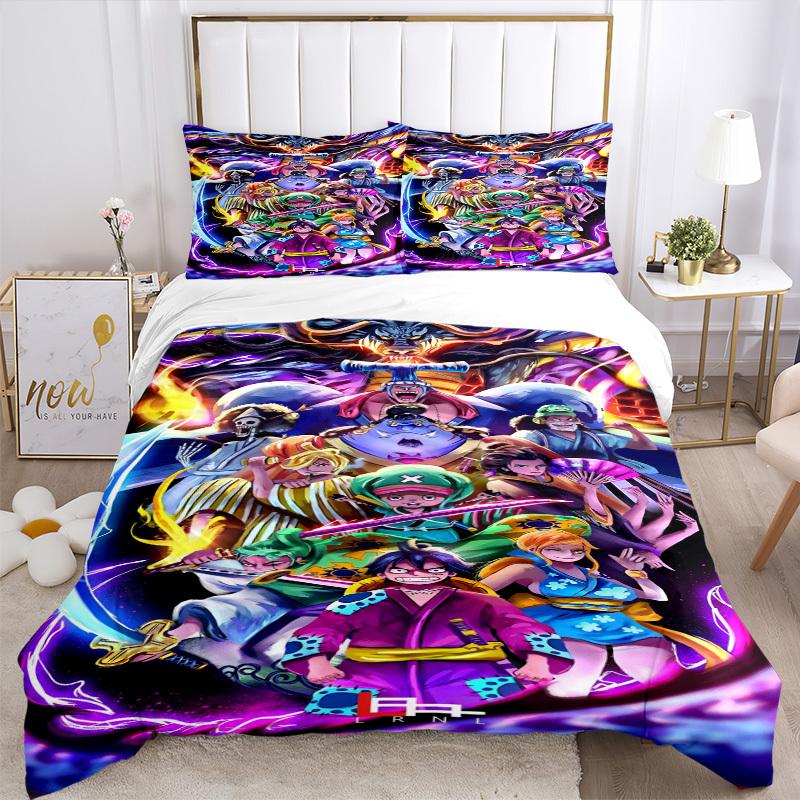 One Piece: Stampede Poster Bedding Set Comforter Cover Gift for Bedroom,Includes 1 Cover and 2 Pillowcases, No InsertB545