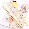 12pcs Colorful Dinnerware Set Korean Style Spoon Non-slip Chopsticks Cutlery Mirror Stainless Steel Flatware Kitchen Tableware