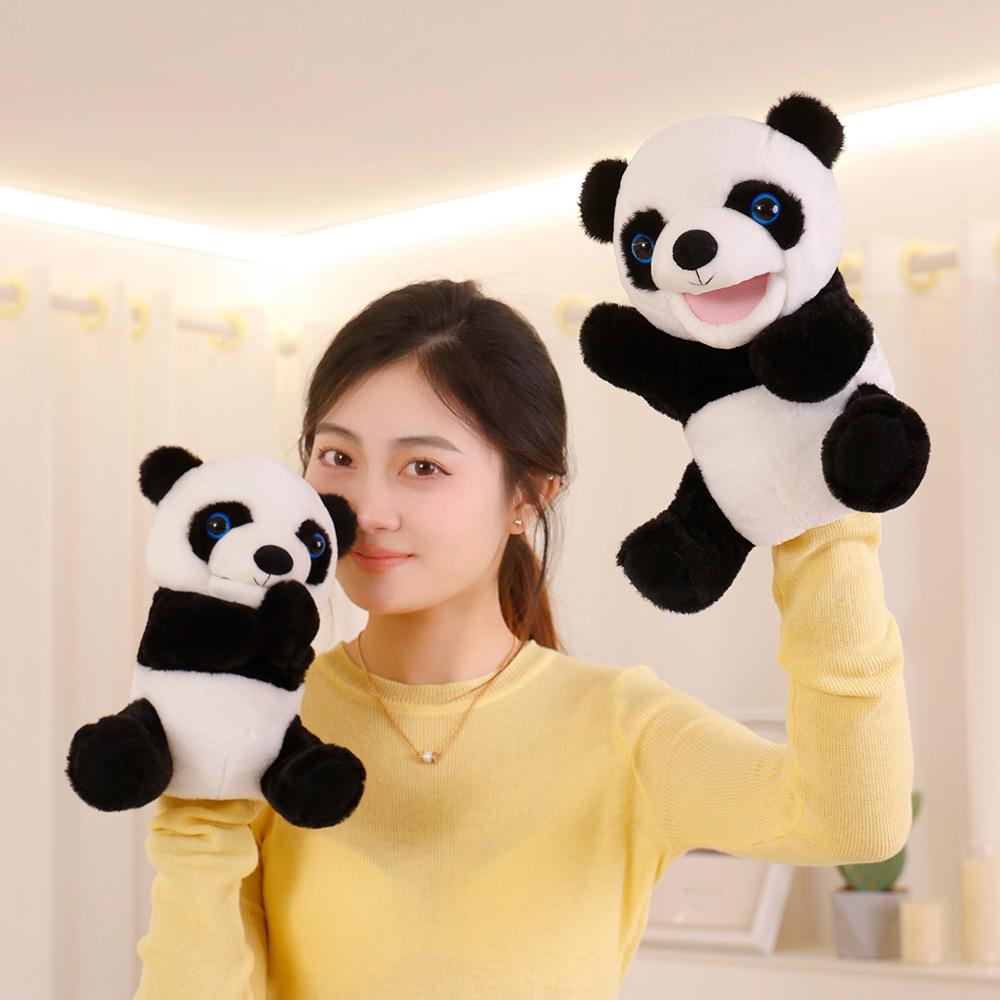 25cm Panda Plush Hand Puppet Cute Cartoon Animal Interactive Plushie Tell Story Stage Prop Appeasing Gift