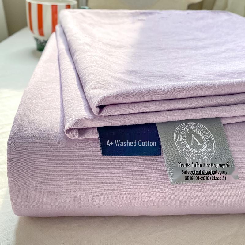 

Class A Water-washed Cloud Cotton Solid Color Dormitory Twin Bed Sheet & Pillowcase Set Single Sheet - 160x230cm for 1.2m Bed