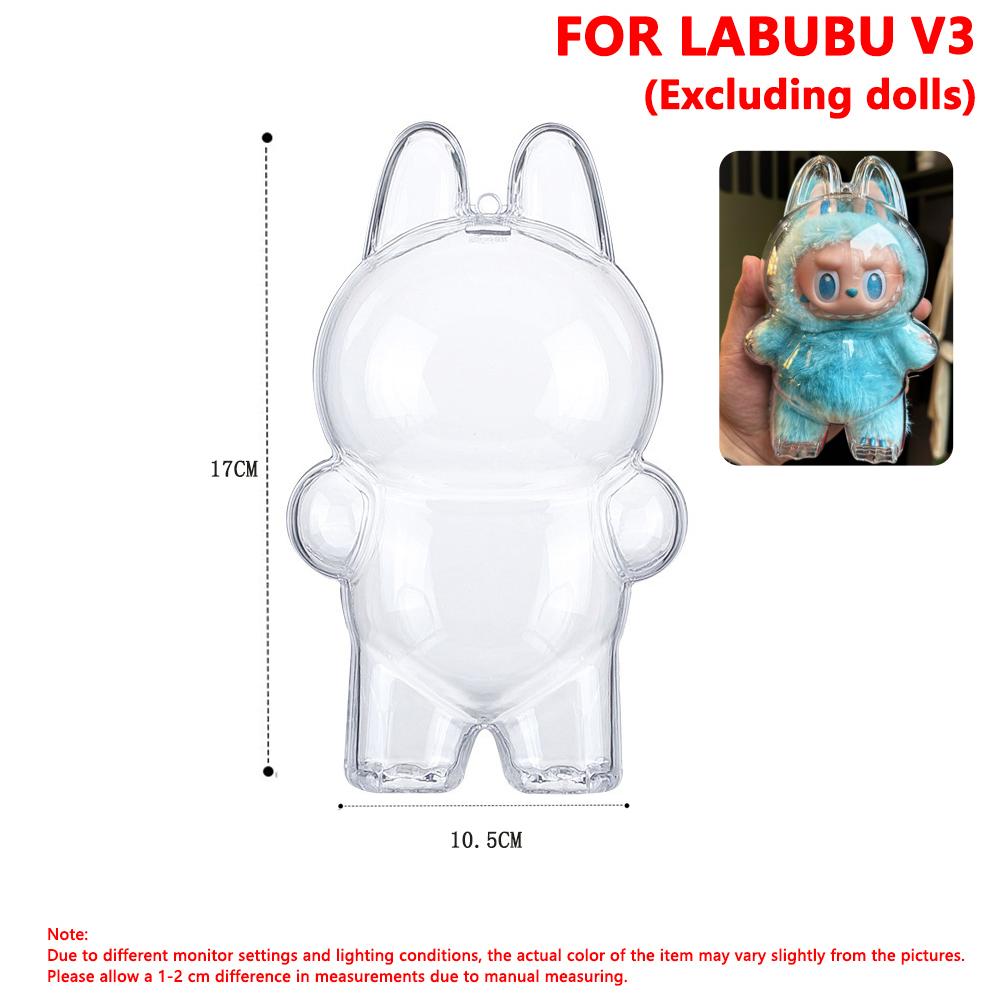 Clear Acrylic Case for Labubu Doll Blind Box Durable Protective Case for Labubu V1 V2 V3 V4 Dust and Scratch Proof Display Cover
