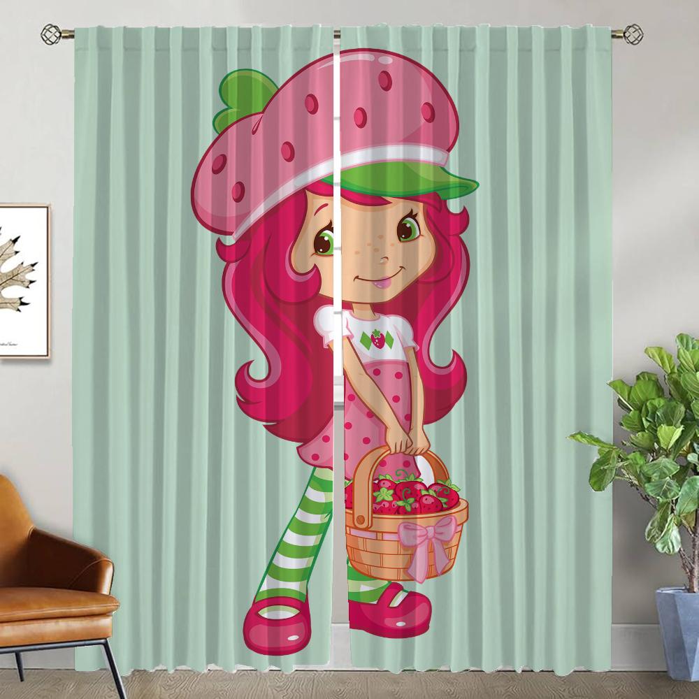 

Strawberry Shortcake Shades Оконная занавеска для комнаты 2 панели Современная гостиная Шторы для камеры Хэллоуин Украшение Кухня W50xH70cmx2pcs-CL