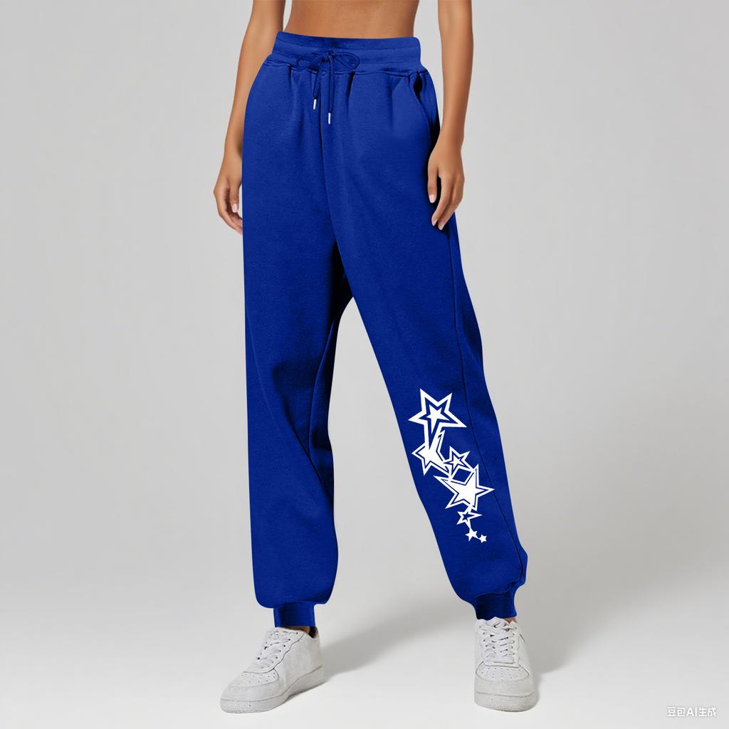Ladies' Printed Unisex Casual Pocket Drawstring  Pants