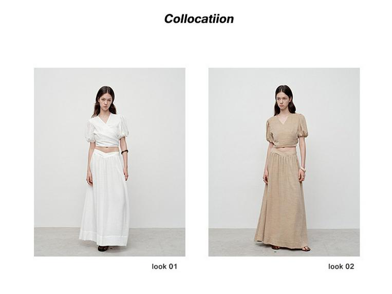 French Puff Sleeve Tie-Up Shirt - Women's V-Neck Summer Design, No Returns