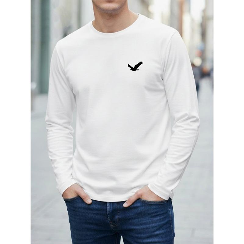 2026 Nouveau T-shirt Homme Manches Longues Impression d'Oiseaux 3D Coupe Ample Décontractée Col Rond Confortable Sportif Décontracté et Élégant Haut