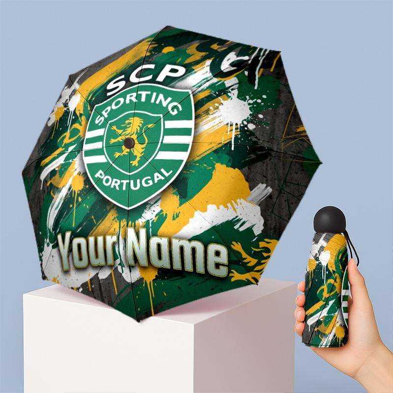 Sporting CP Manual Five Fold 8 Rib Umbrella Support Custom Text, Lightweight Travel Umbrella