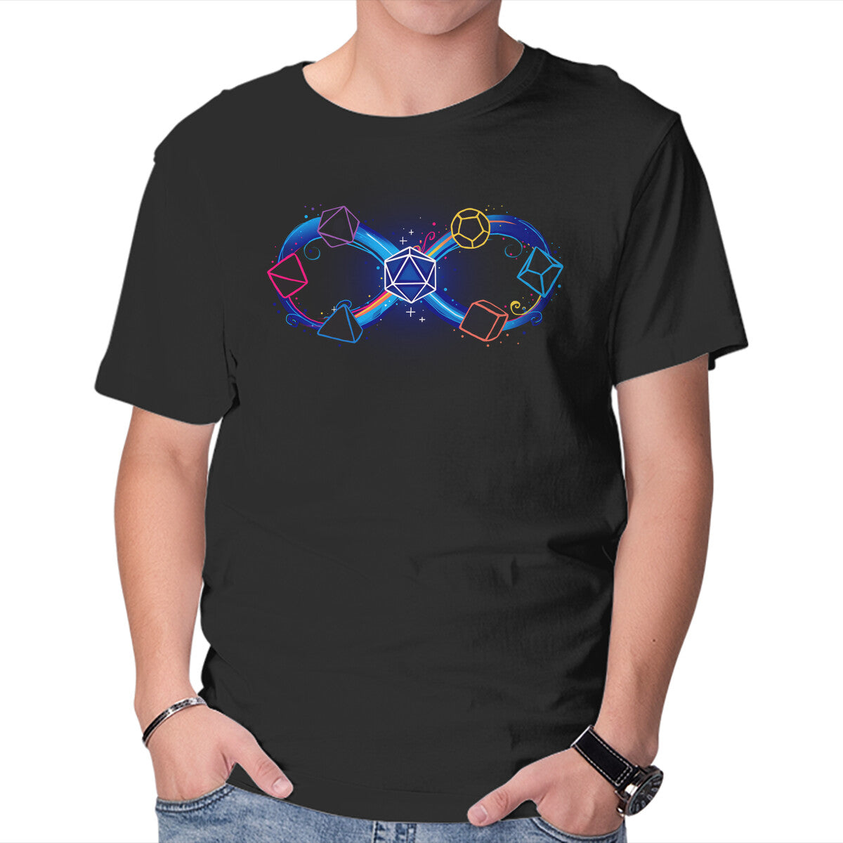 Unisex Crew Neck T-Shirt Infinity Dice Graphic Short Sleeve Casual Tee XXXL