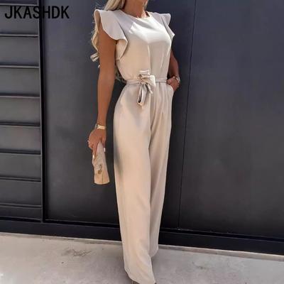 Moda Donna Casual Estate Primavera Tinta Unita Stampa Manica Corta Scollo a O Vita Alta Pantaloni Tute e Pagliaccetti