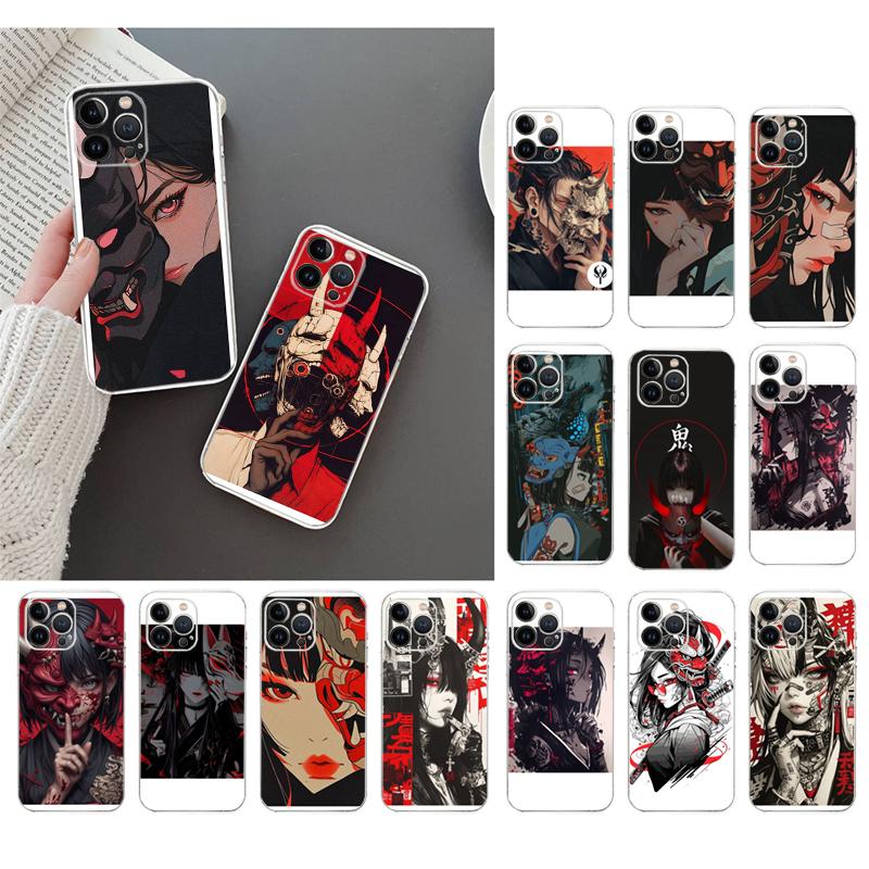 Phone Case For iphone 17ProMax 17 Pro 16 15 14 13 Pro Max 17 Air 15 16 Pro 15Plus Anime Girl With  Oni Mask