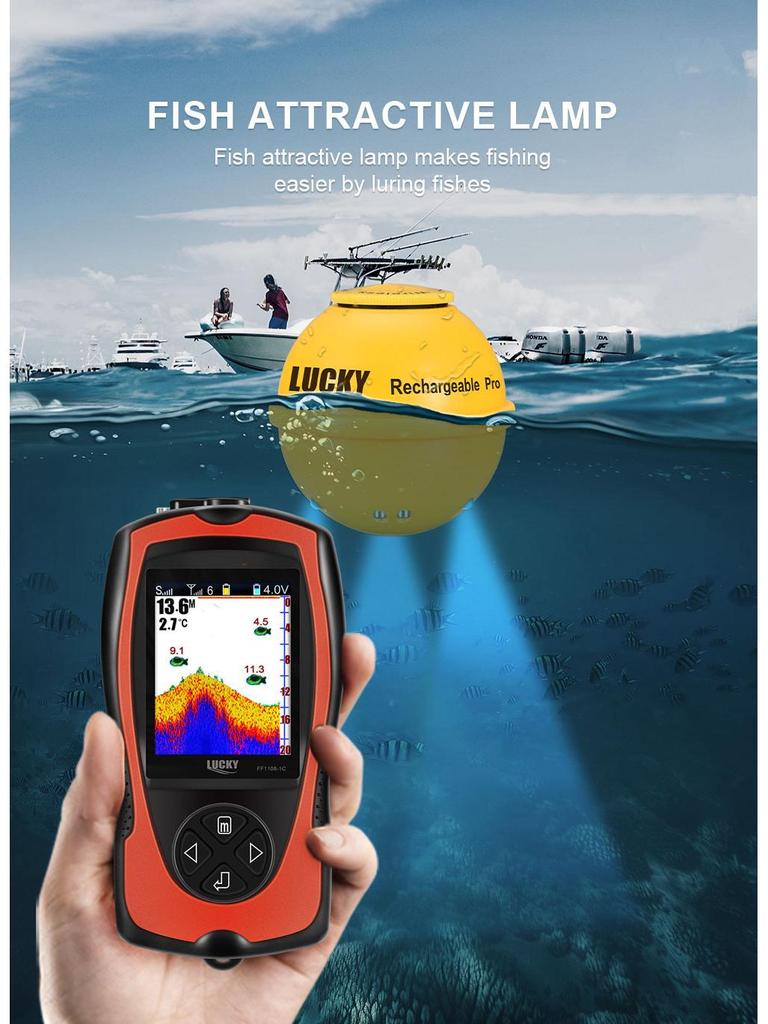 LUCKY Wireless Color Sonar Fish Finder - HD Underwater Visual Display