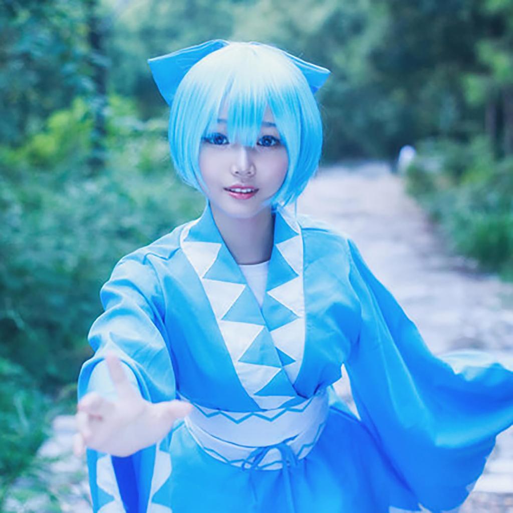 [Milky Time] Touhou Cirno Cosplay Costume with Wig, Anime Costume, Halloween, Touhou Project