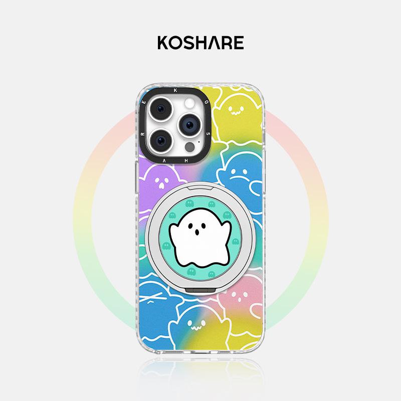 Colorful ghost magnetic suction bracket is suitable for Apple 13promax fulcrum mobile phone case vivo Huawei oppo Xiaomi 14