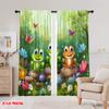 2pcs,2D plane printing Creative Curtains Vibrant Frog & Butterfly Polyester (without rod) Decorations Inside for Bedroom, Living