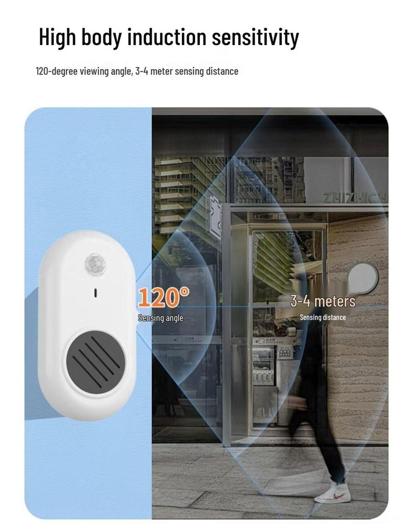 Rechargeable Infrared Doorbell with Voice Prompts and Motion Sensing