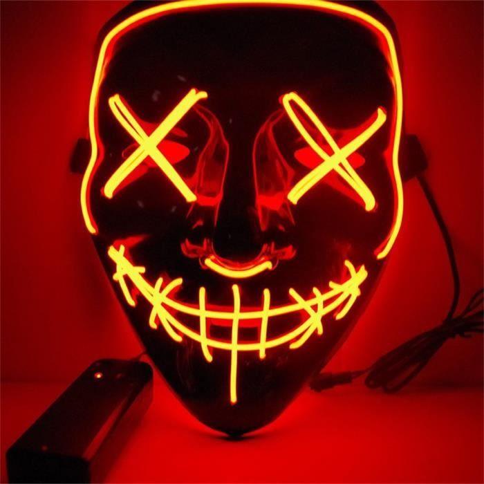 Masque LED - ROKOO - Halloween - Effrayant - Cosplay - Couleur aléatoire