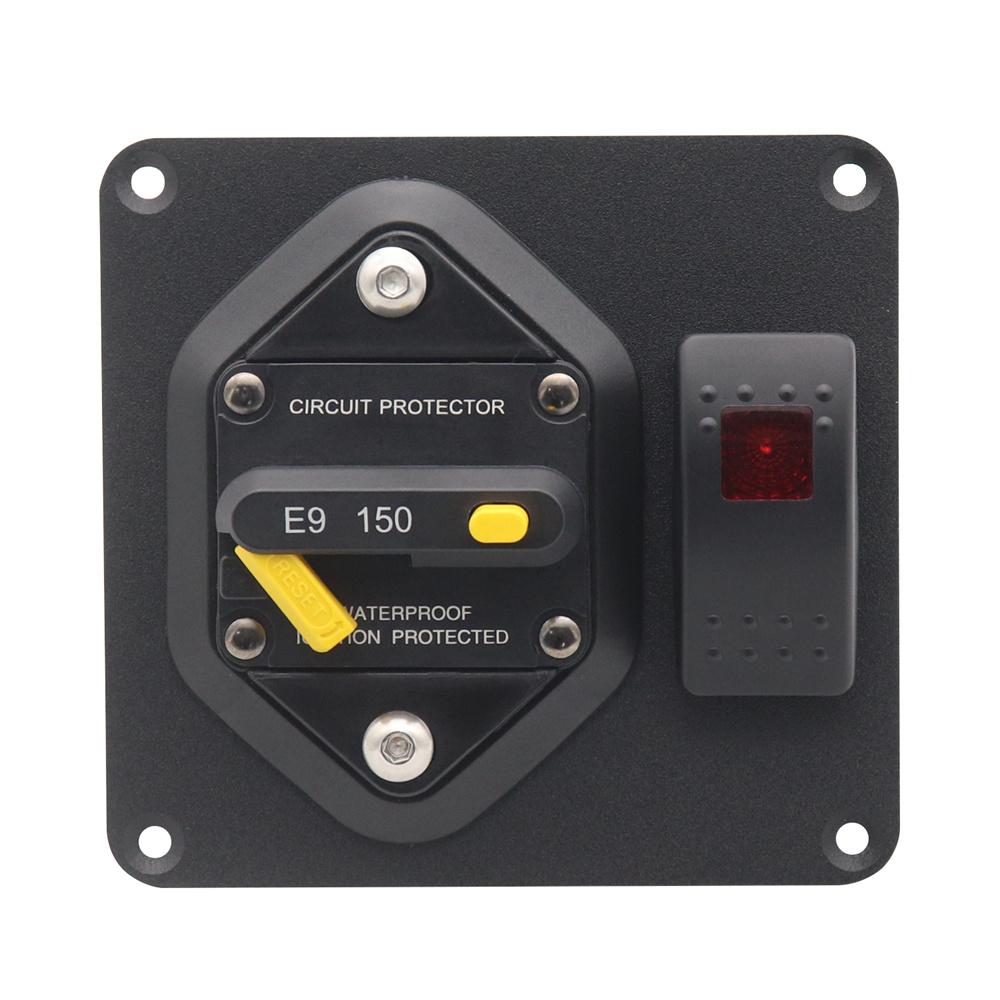 2-in-1 150A Circuit Breaker Panel + Red LED Switch ON OFF For RV Boat Car Truck