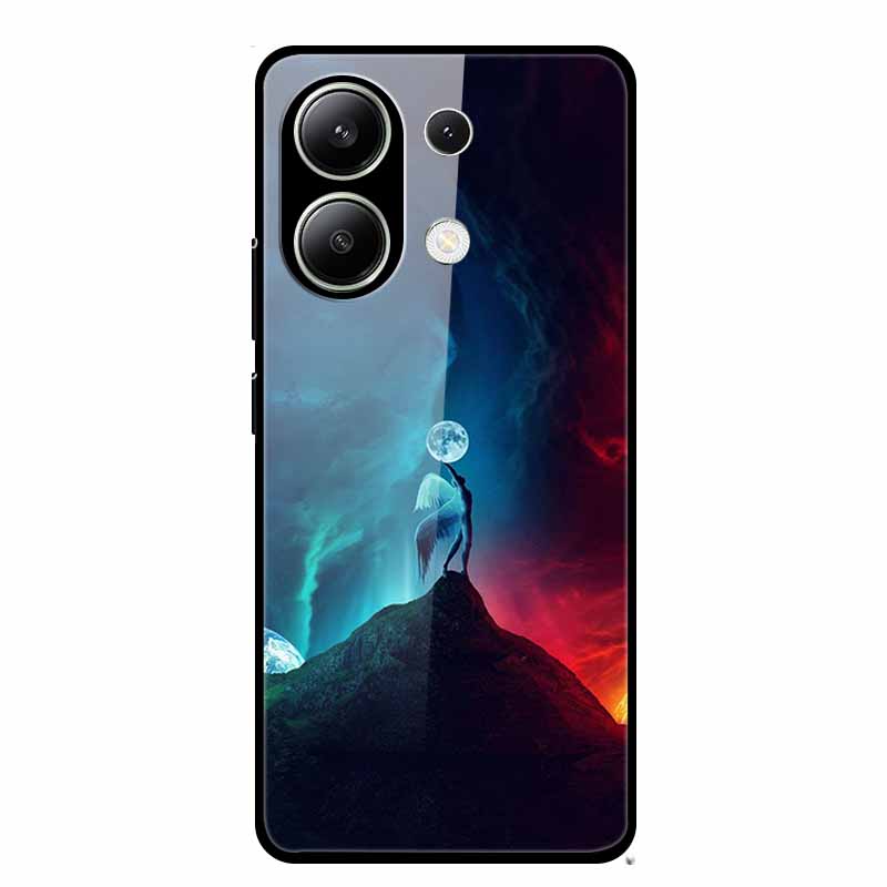 Glass Back Cover For Xiaomi Redmi Note 13 Case Note13 Pro Coque Hard Tempered Glass Case For Redmi Note 13 Pro Case Soft Bumper
