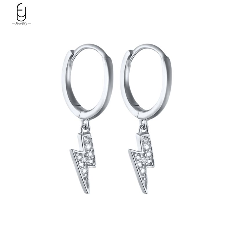 925 Silver Needle Vintage Gold Earrings for women Fashion Lightning Pendant Hoop Earrings Wedding High Luxury Jewelry