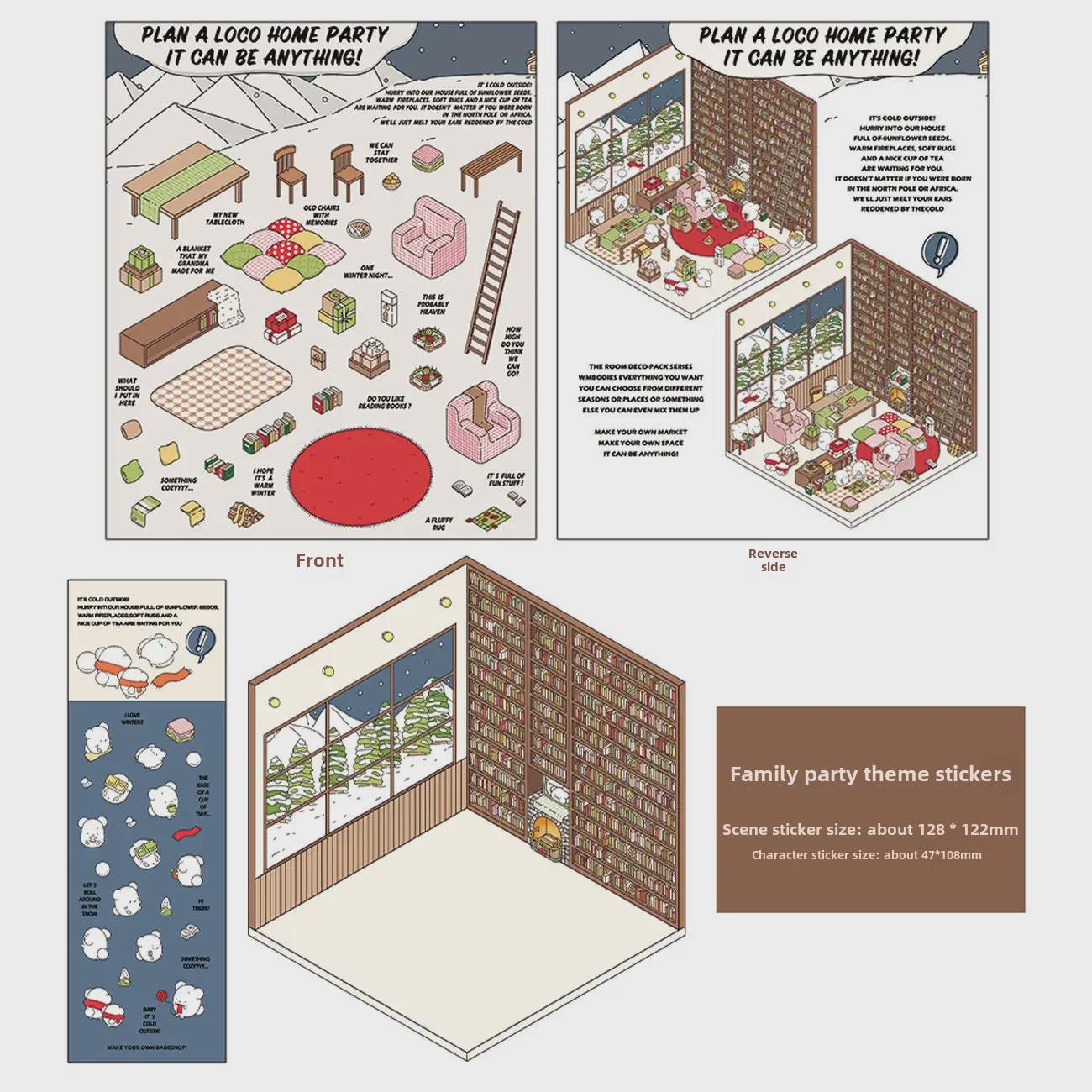 

Наклейки для ландшафтного дизайну 3D-хатини в корейському стилі Xiaohongshu: Літо гарного настрою
