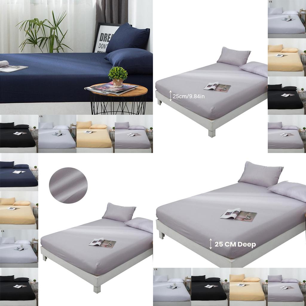Luxurious Deep 15/25cm Fitted Sheet And Pillow Case Set In Stylish Solid Colors