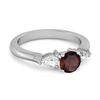 Garnet Three Stone Pear Accent Ring - 925 Sterling Silver