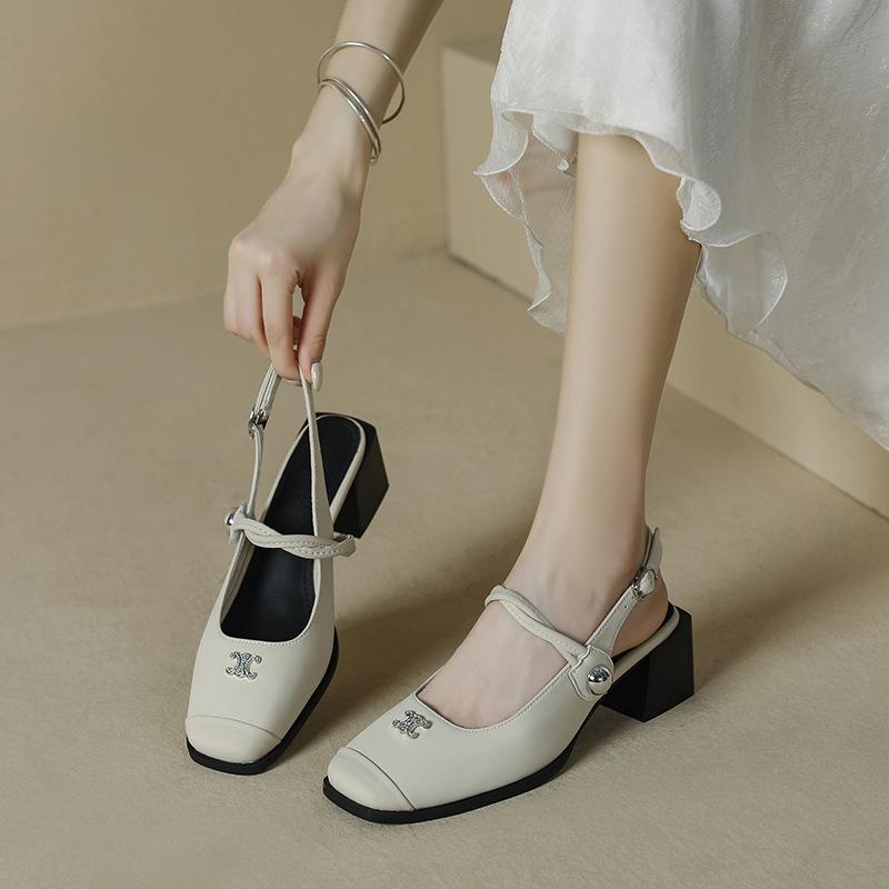 Thick Heel Square Head with Mary Jane Single Shoes Women's Thick Heel Shallow Mouth Professional Work Shoes Women