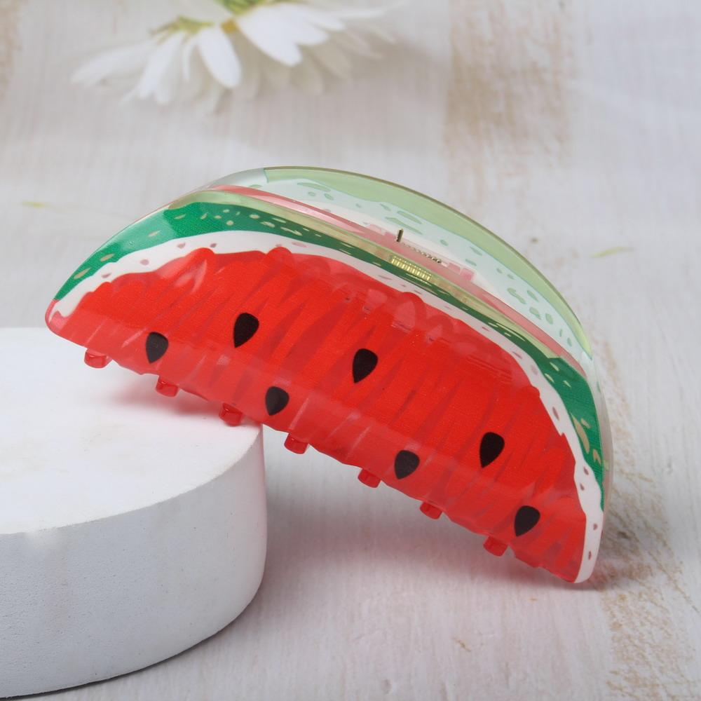 Fruit Doodle Acrylic Hair Claws Cute Watermelon Lemon Large Claw Clip for Women Hairpins Headwear Girl Summer Hair Accessories