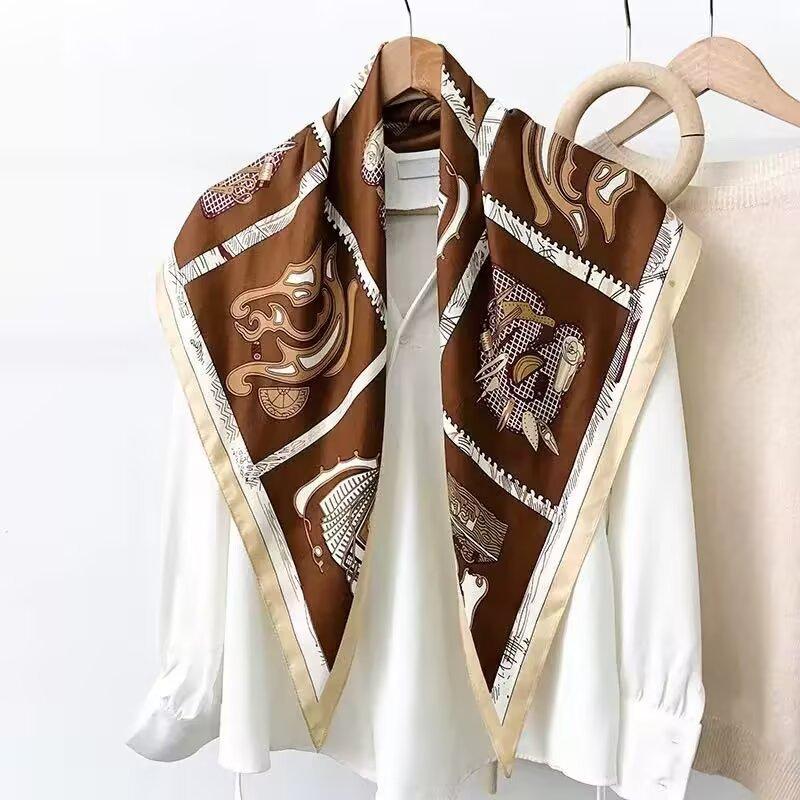 Summer 1116 New Twill Cool Triangle Scarf Women's Fashion Versatile Neck Protection Scarf Thin Sunscreen Outer Scarf