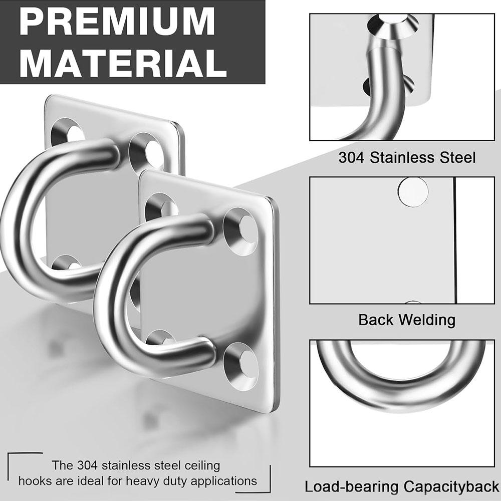 1-10PCS Wall Mounting Hook Pad Eye Plates Marine Hardware Multifunctional Wall Mount Hooks for Exercise Resistance Bands Swing