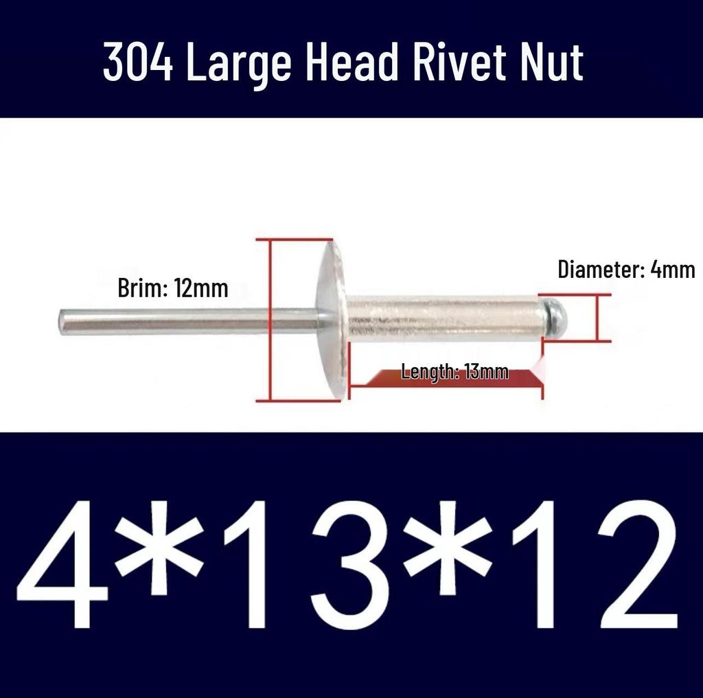 Aluminum Iron M4 Big Head Open End Rivet with Flat Round Head and Large Flange