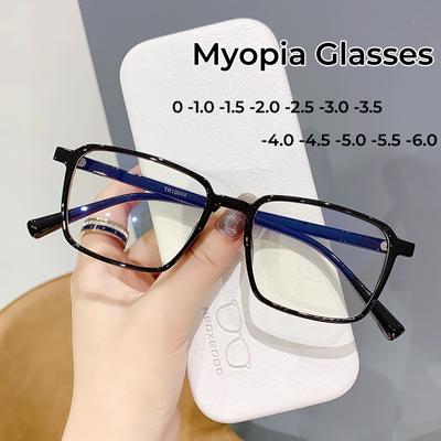 Óculos Anti Luz Azul para Mulheres e Homens Miopia Menos Vintage TR Armação Pequena Óculos de Grau Prontos para Miopia com Dioptria