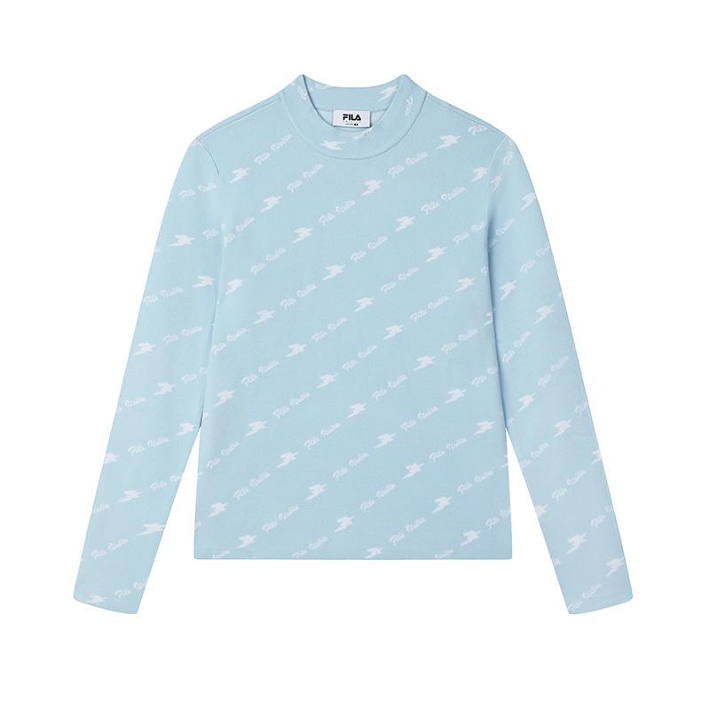Fila Fashionable Comfortable Long Sleeve Knit Top Women Tops Waterproof-Blue F11W514405FLB