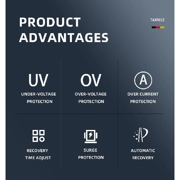 Automatic Voltage Current Protector Socket AC 220V 110V Adjustable 16A Power Surge Protector EU Plug Socket Safe Protect
