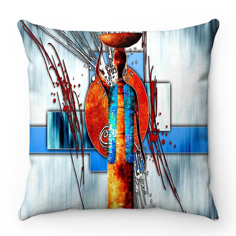 African Women Creative Collection Digital Printing Short Plush Pillow Covers For Car Sofa Office Cushion Cover Home Goods