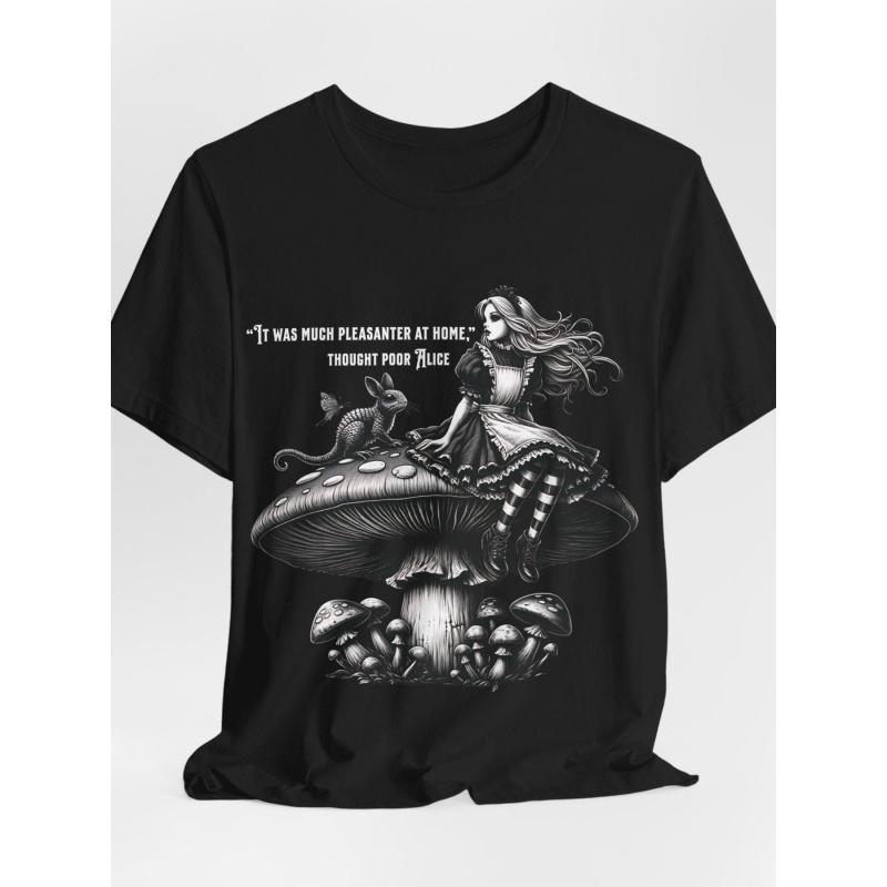 Introvert Gothic Alice Victorian Wonderland Dark Fantasy Vintage Fairytale Horror Cottagecore Witchy 100 Cotton T Shirt Breathable Versatile Designer