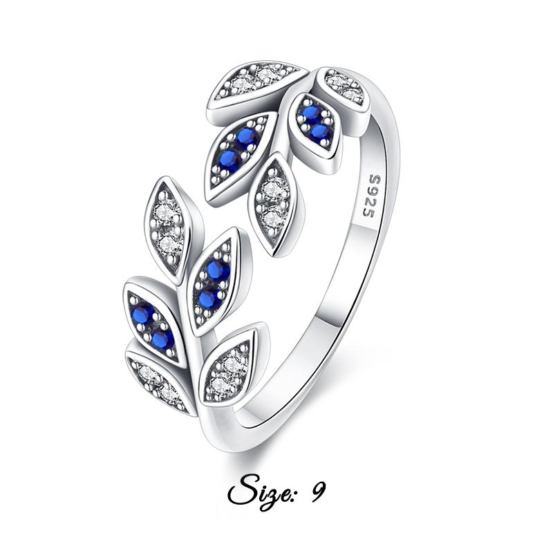 Fashion 925 Silver Color Rings Blue Zircon Butterfly Leaf Flower Irregularity Split Rings For Woman Fine Jewelry Gifts