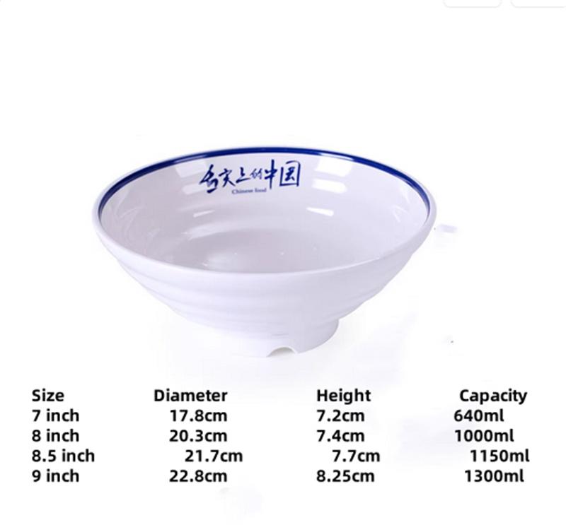 Melamine Noodle Bowl Household Plastic Tableware Restaurant big round Ramen Salad Bowl Thickened Not Easily Broken Soup Bowls